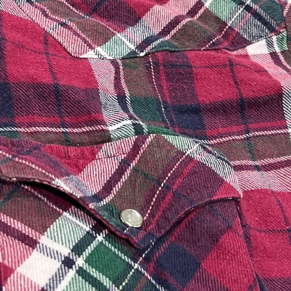 Western Pearl Snap Ely Cattleman Flannel Plaid Cowboy Rancher Vintage Shirt - Picture 4 of 6